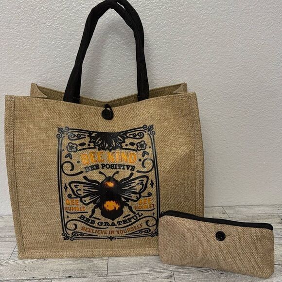 Honey Bee Canvas Tote and Pouch NWT - Picture 1 of 9